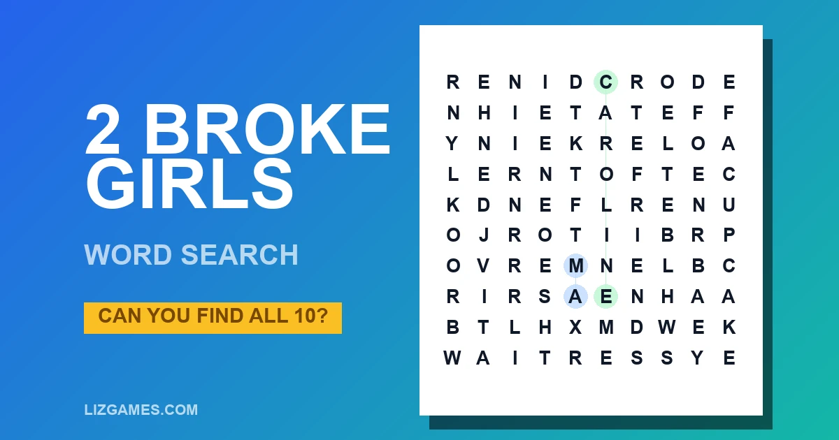 2 Broke Girls Word Search