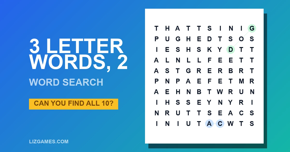 3 Letter Words, 2 Word Search