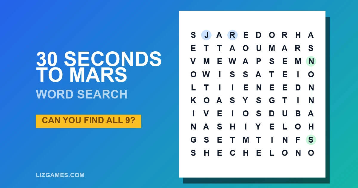 30 Seconds to Mars Word Search