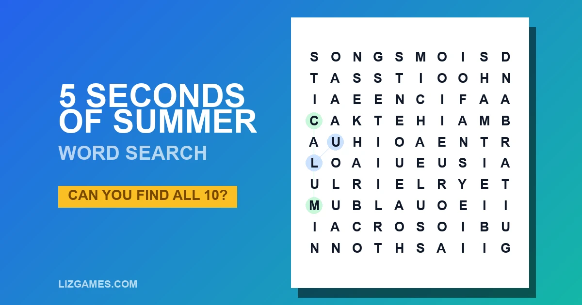 5 Seconds of Summer Word Search