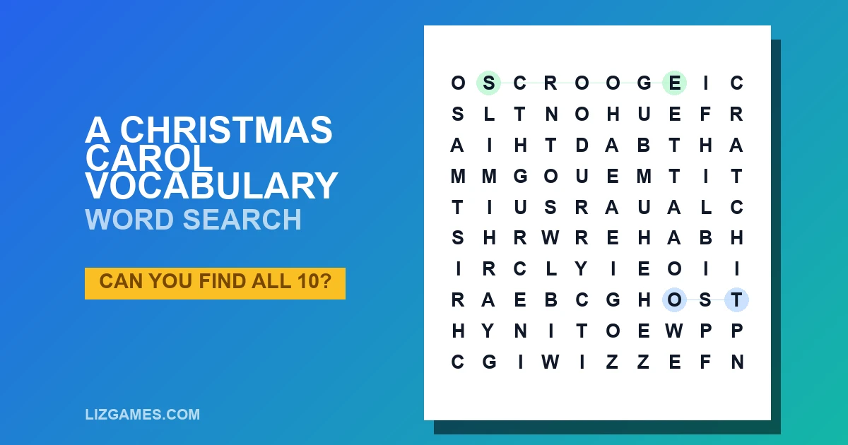 A Christmas Carol Vocabulary Word Search