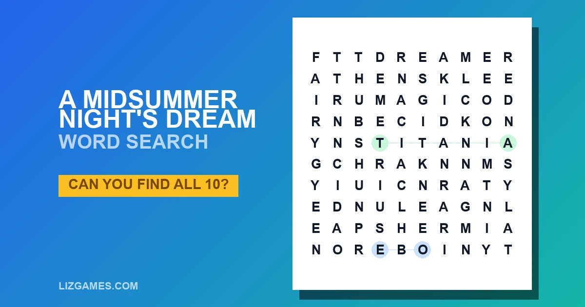 A Midsummer Night's Dream Word Search