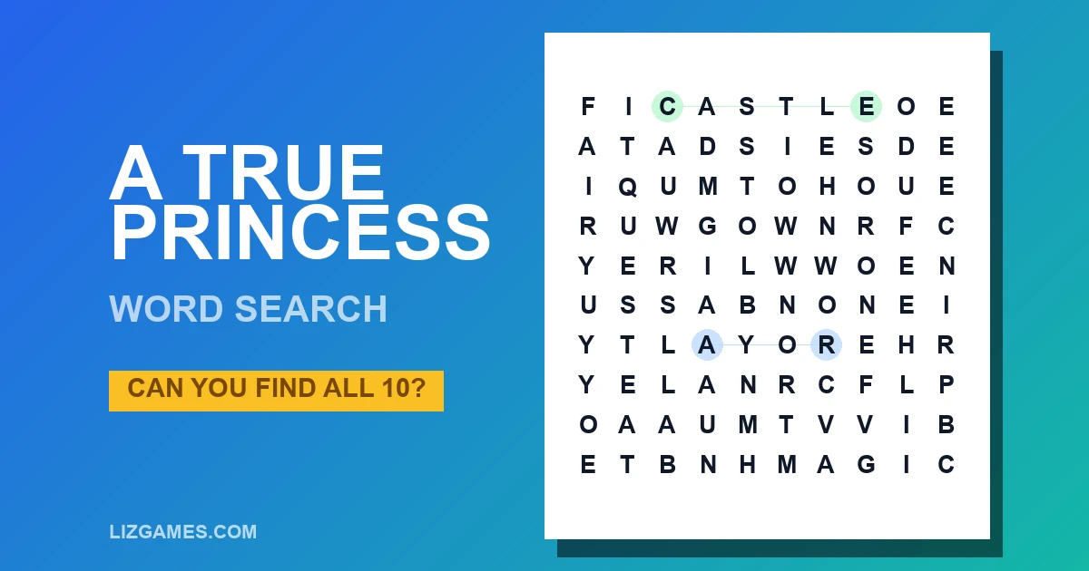 A True Princess Word Search