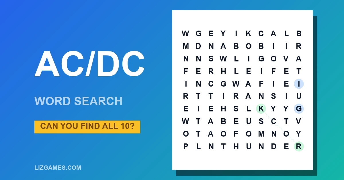 AC/DC Word Search