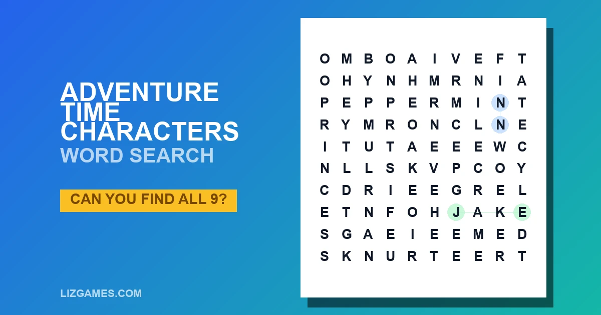 Adventure Time Characters Word Search