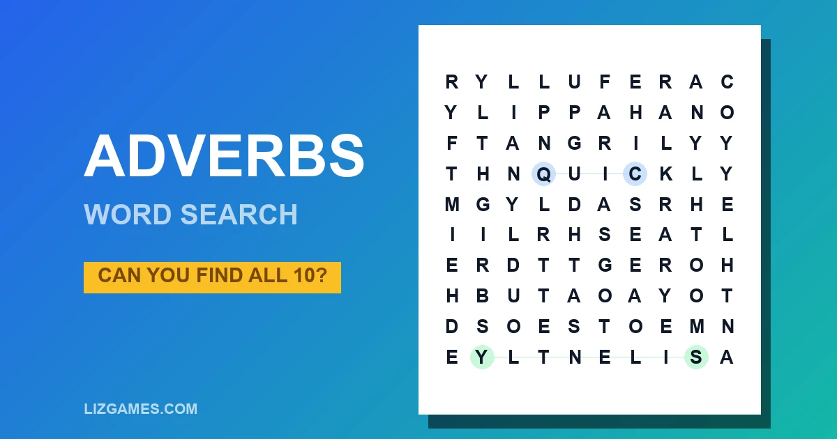 Adverbs Word Search
