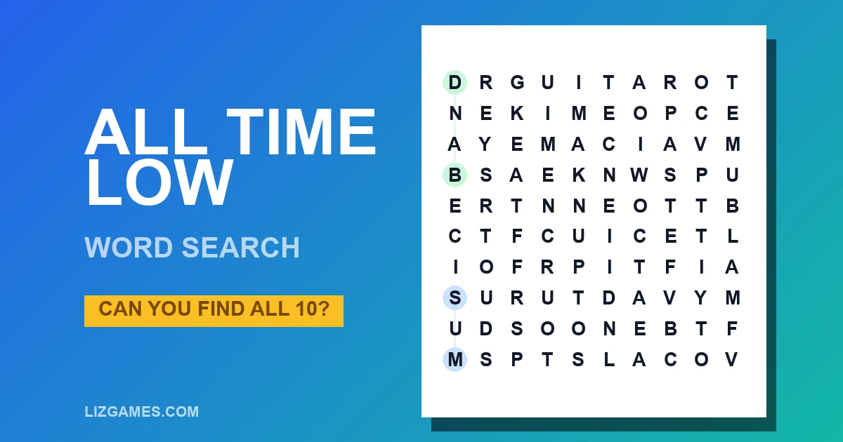 All Time Low Word Search