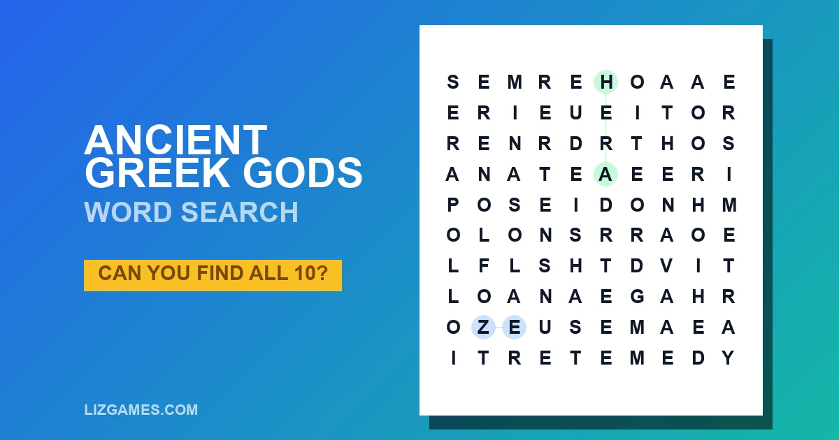 Ancient Greek gods Word Search