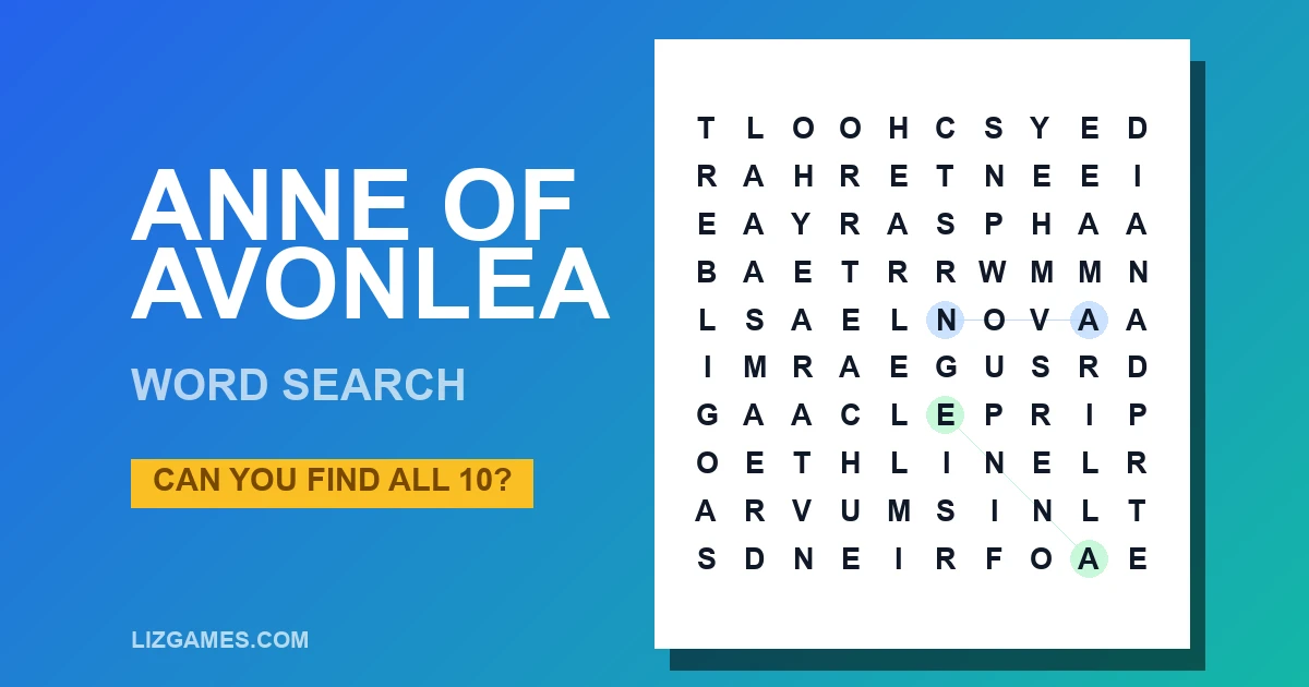 Anne of Avonlea Word Search