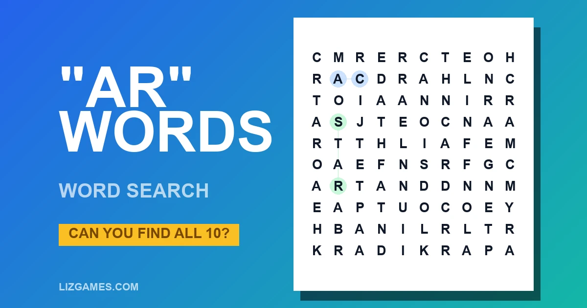 "ar" Words Word Search