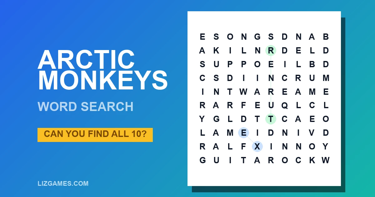 Arctic Monkeys Word Search
