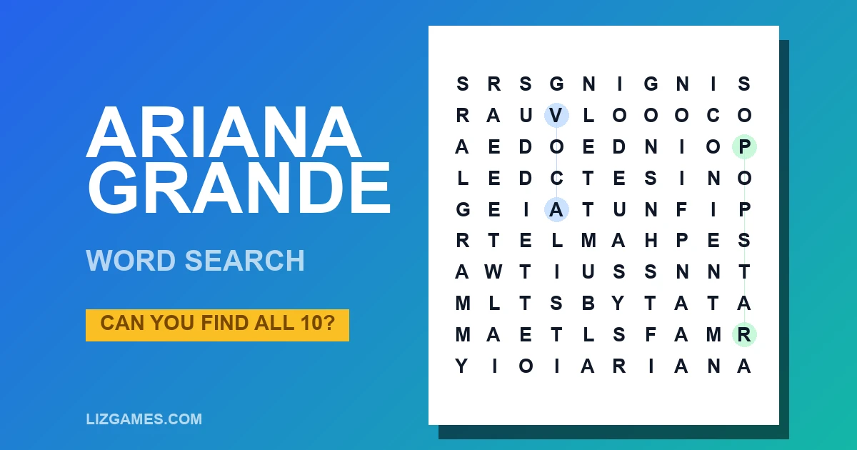 Ariana Grande Word Search