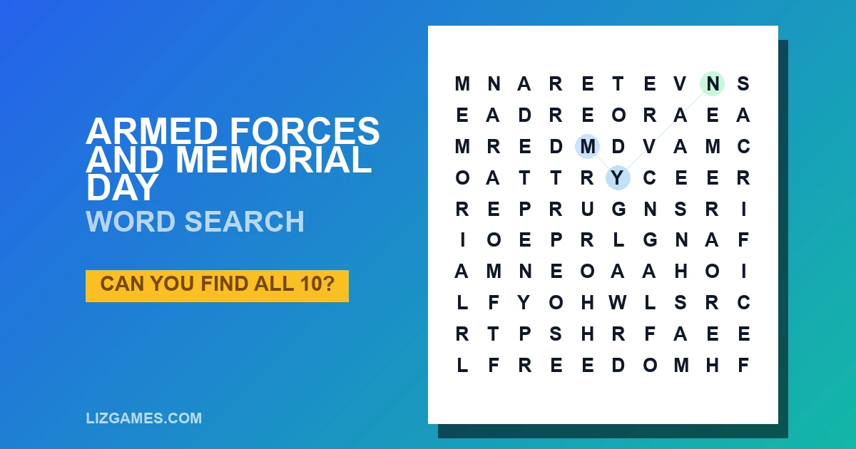 Armed Forces and Memorial Day Word Search