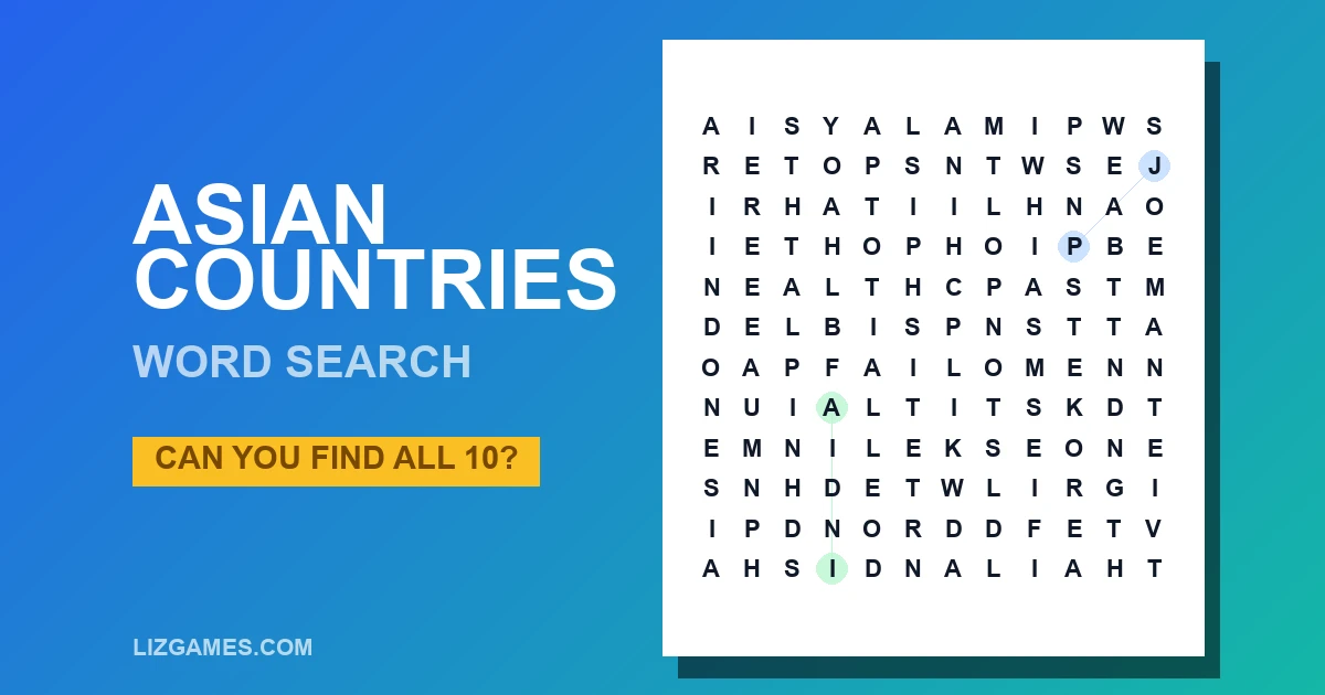 Asian Countries Word Search