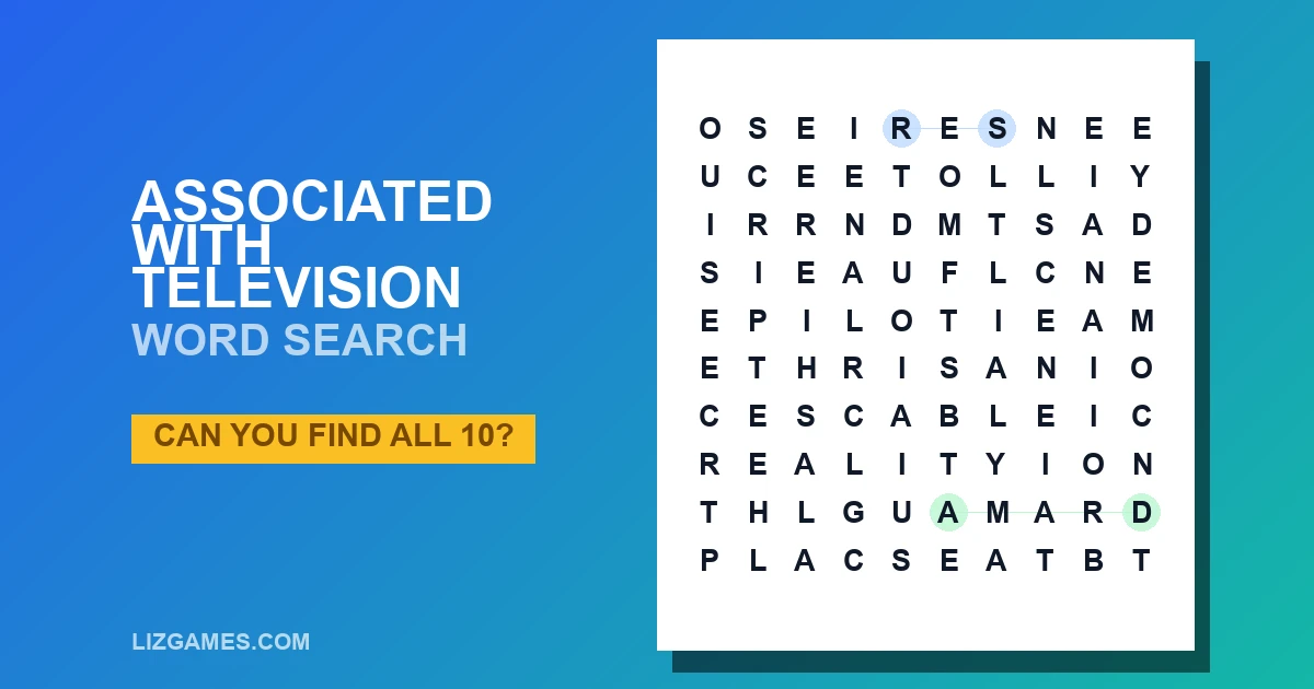 Associated with Television Word Search