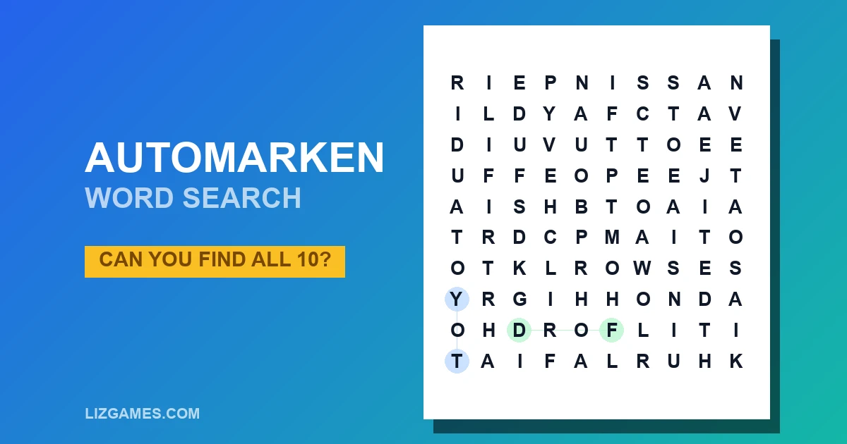 Automarken Word Search