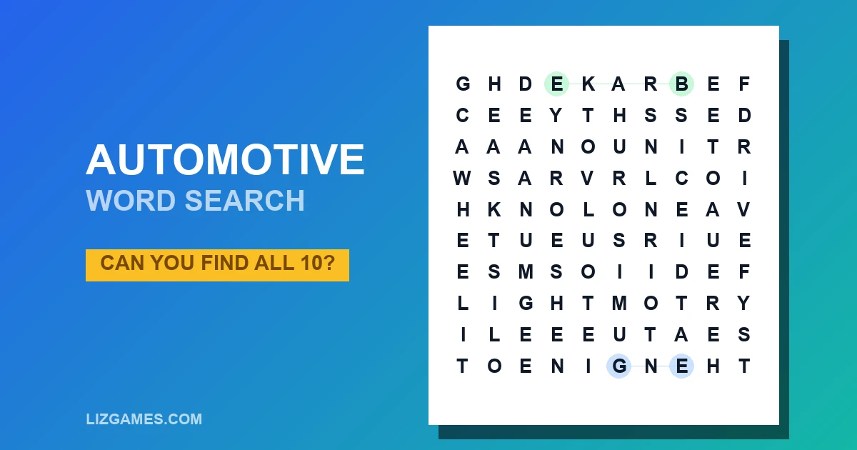 Automotive Word Search