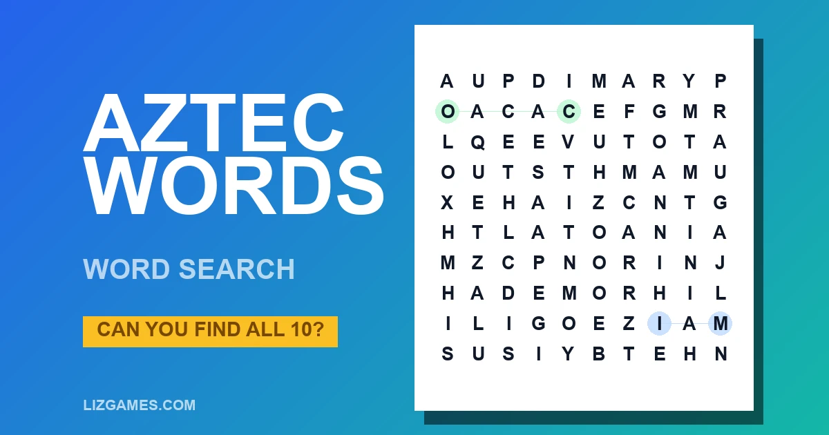 Aztec Words Word Search