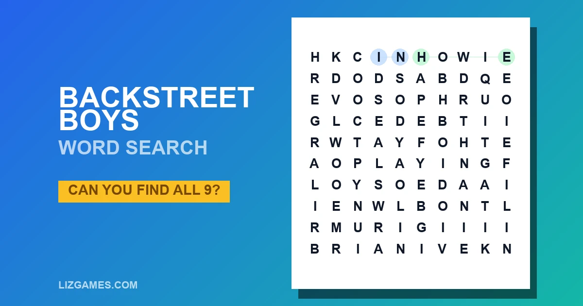 Backstreet Boys Word Search