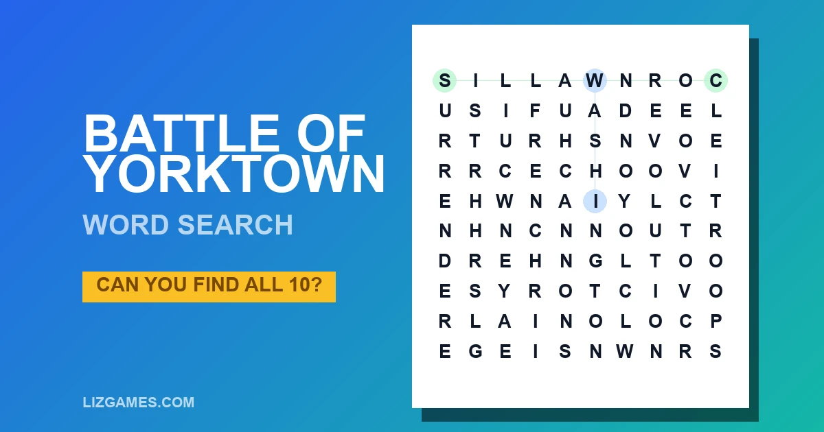Battle of Yorktown Word Search