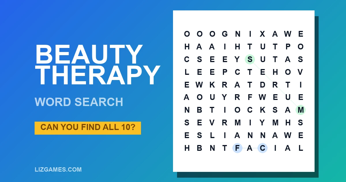 Beauty Therapy Word Search