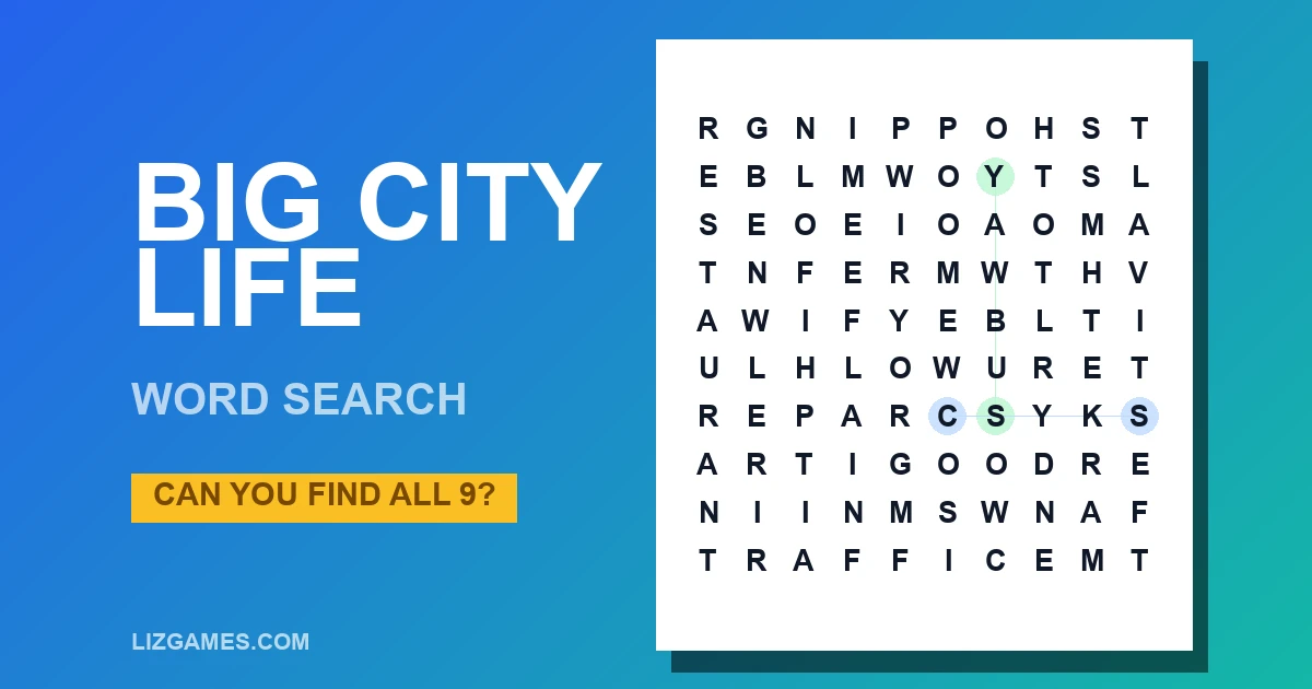 Big City Life Word Search