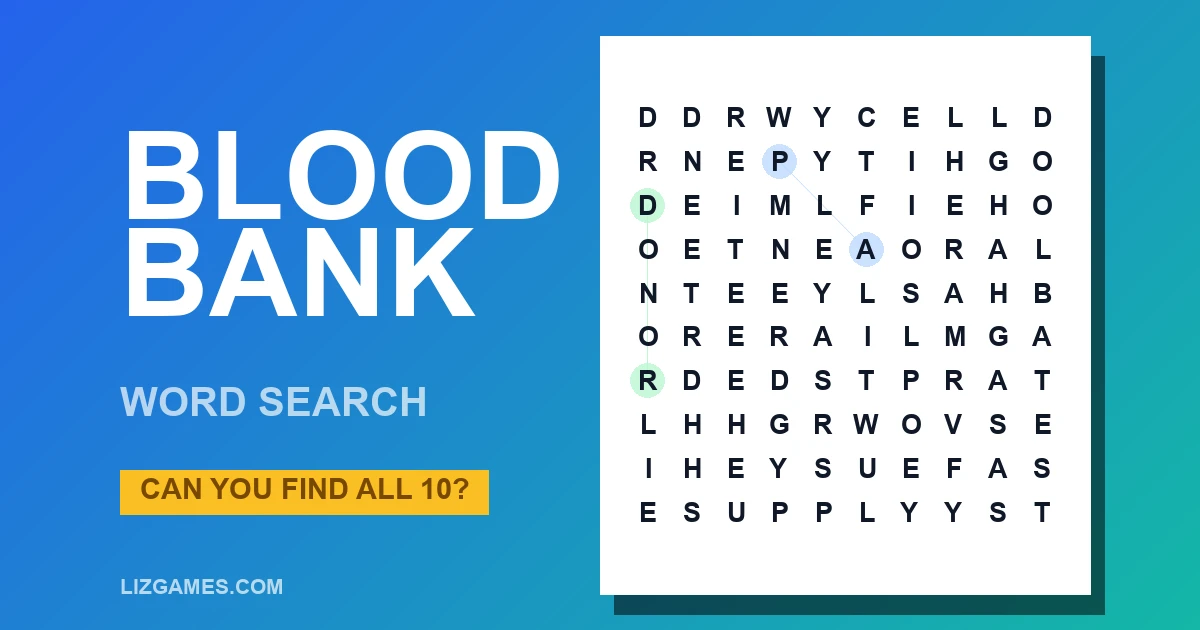Blood Bank Word Search