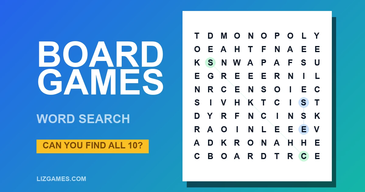 Board Games Word Search