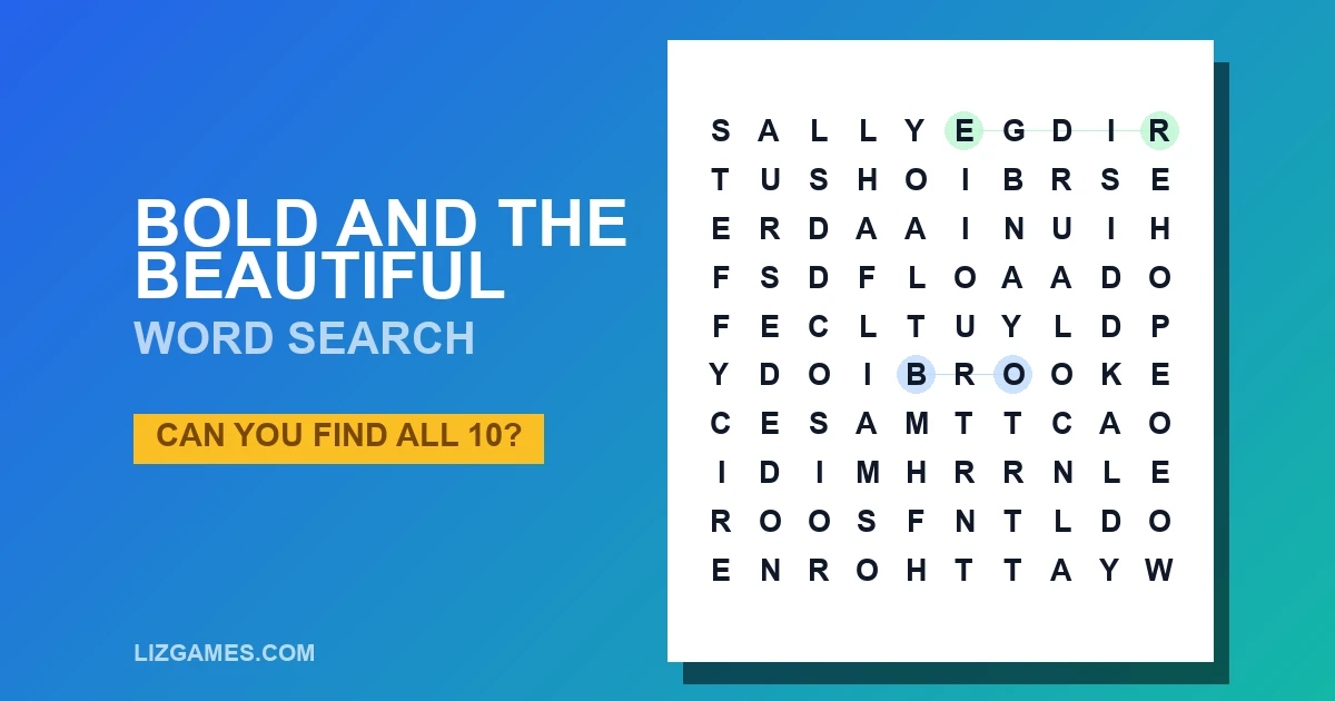 Bold and the Beautiful Word Search
