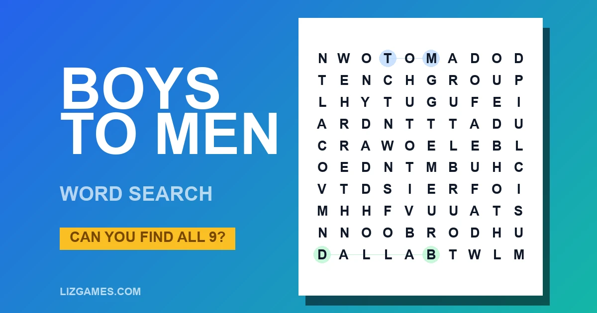 Boys to Men Word Search