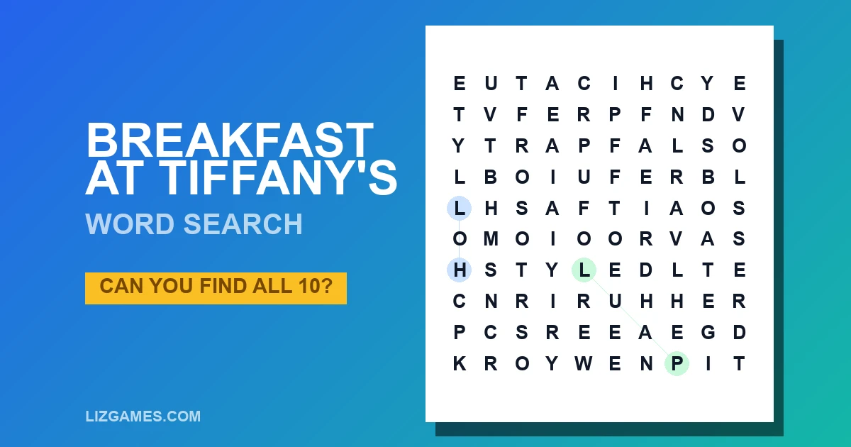 Breakfast at Tiffany's Word Search