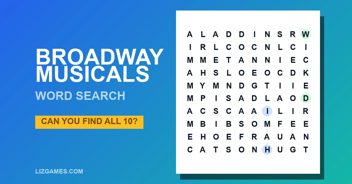 Broadway Musicals Word Search