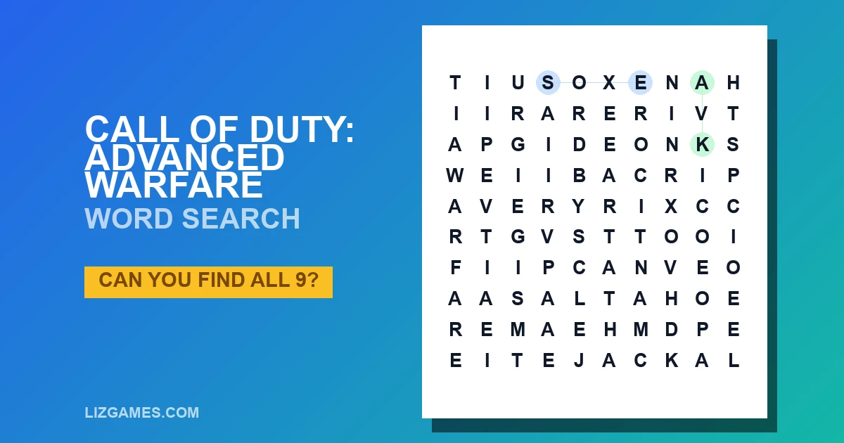 Call Of Duty: Advanced Warfare Word Search