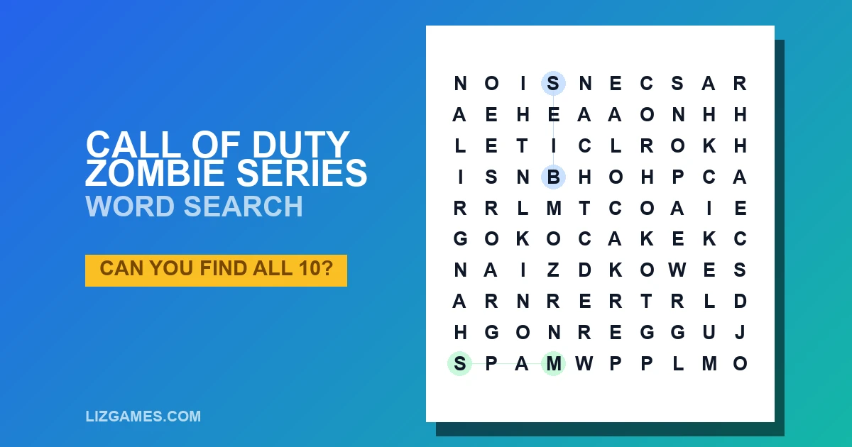 Call Of Duty Zombie Series Word Search