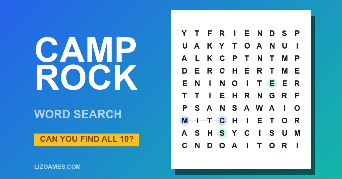 Camp Rock Word Search