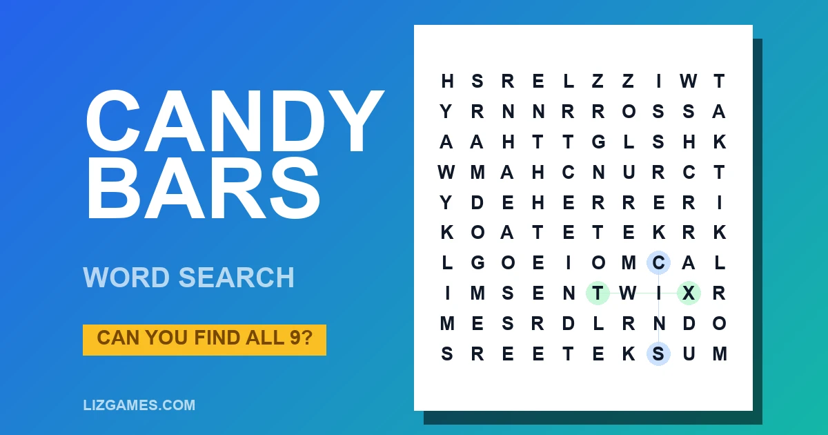 Candy Bars Word Search