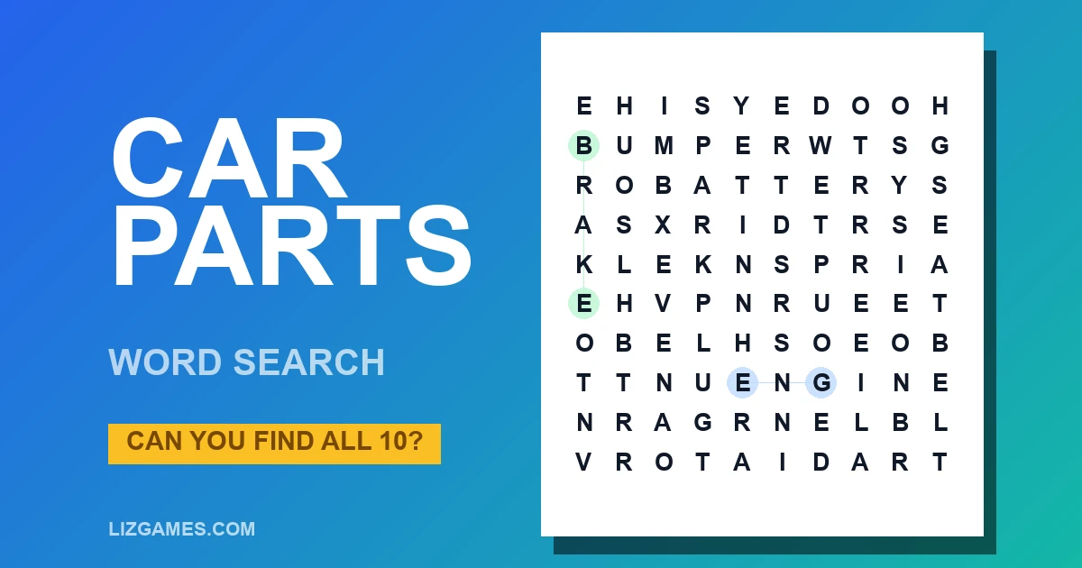 Car Parts Word Search