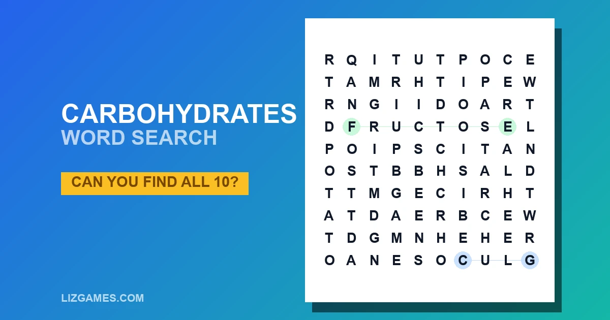 Carbohydrates Word Search