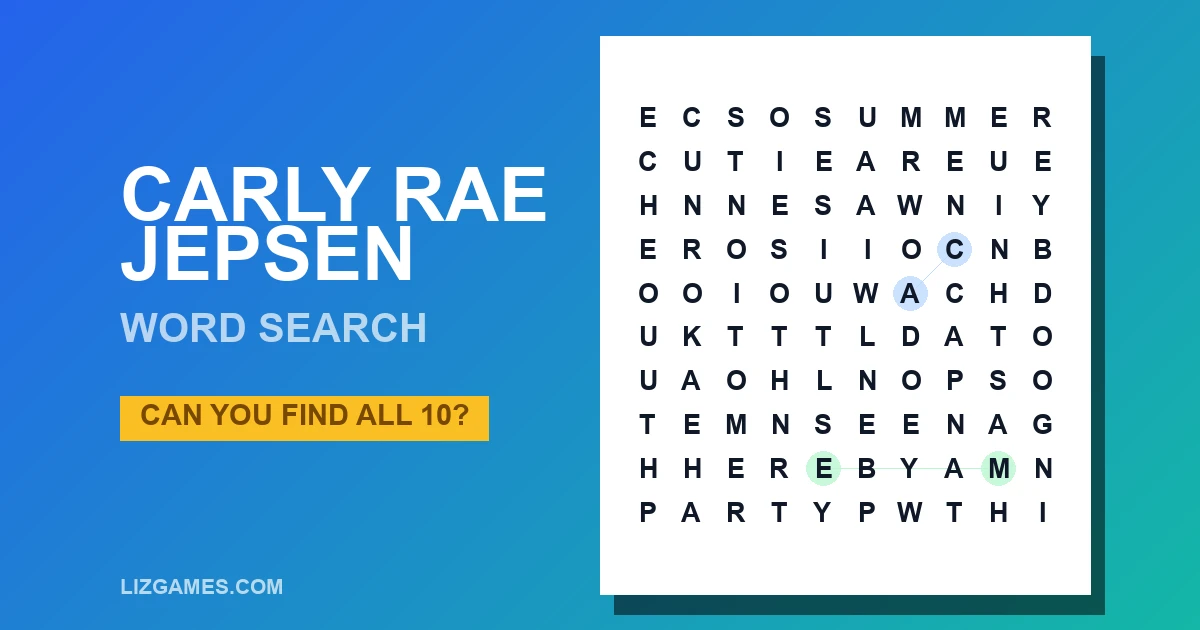 Carly Rae Jepsen Word Search