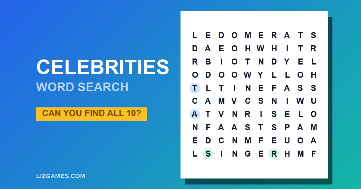 Celebrities Word Search
