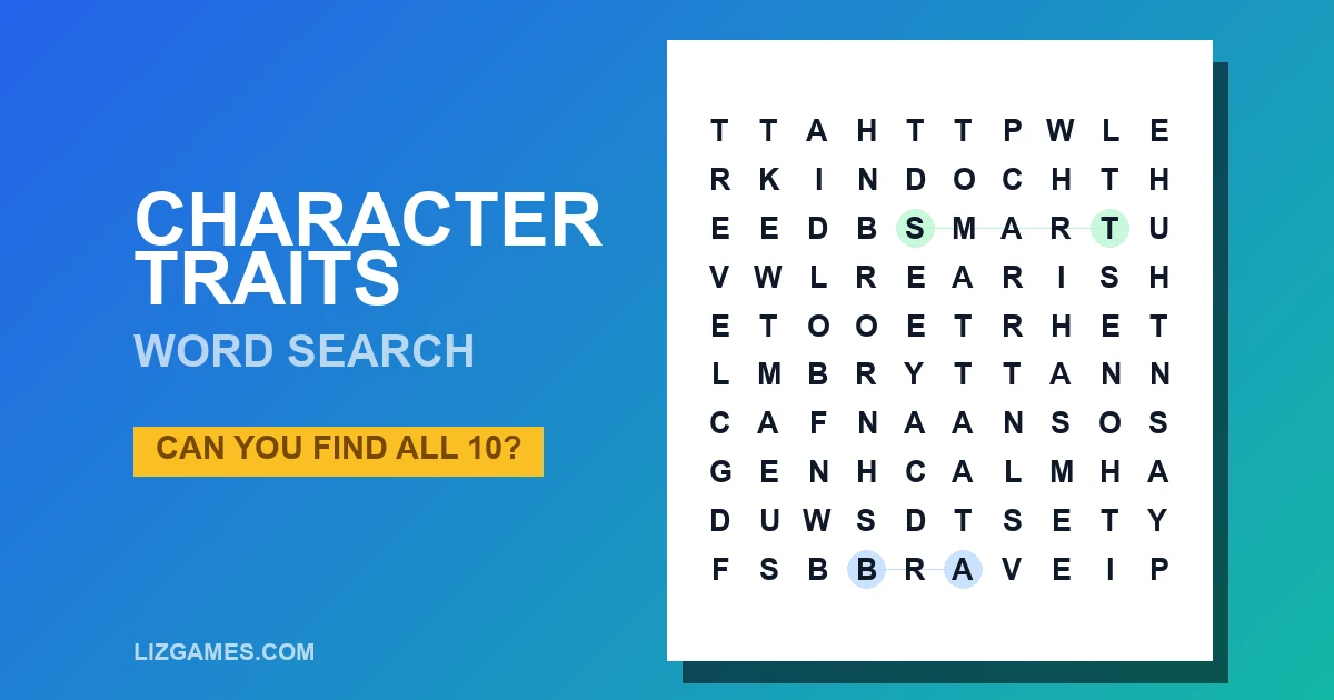 Character Traits Word Search