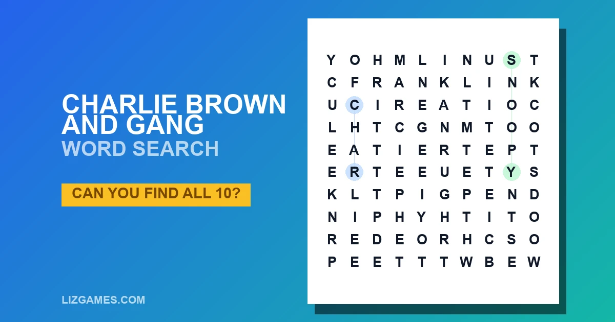 Charlie Brown and Gang Word Search