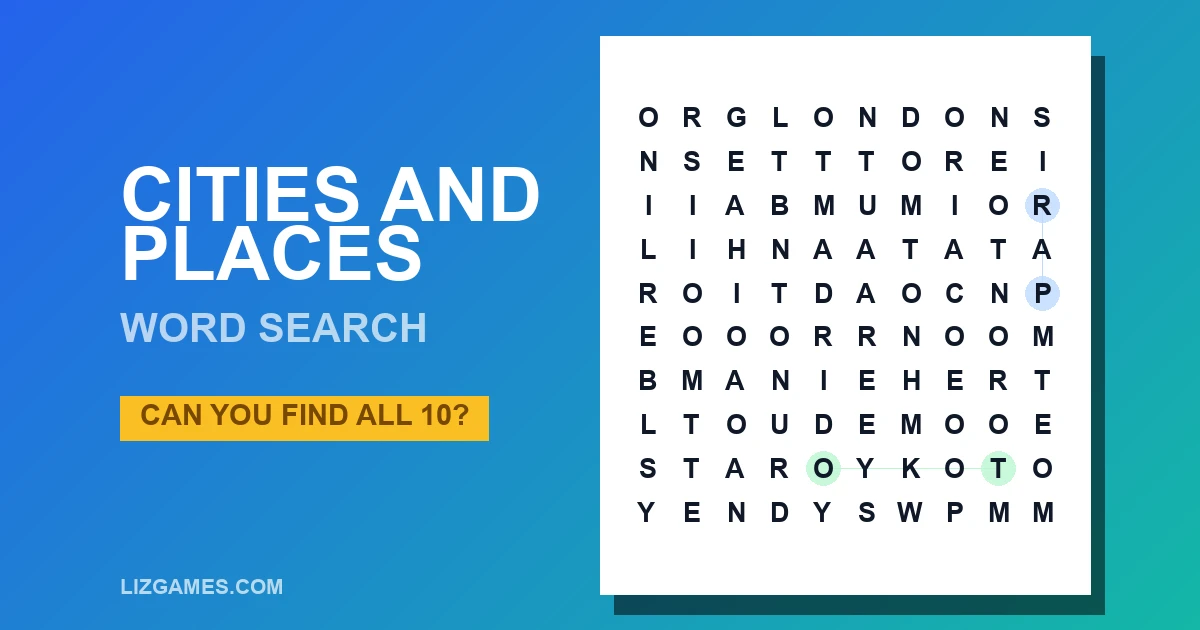Cities and Places Word Search