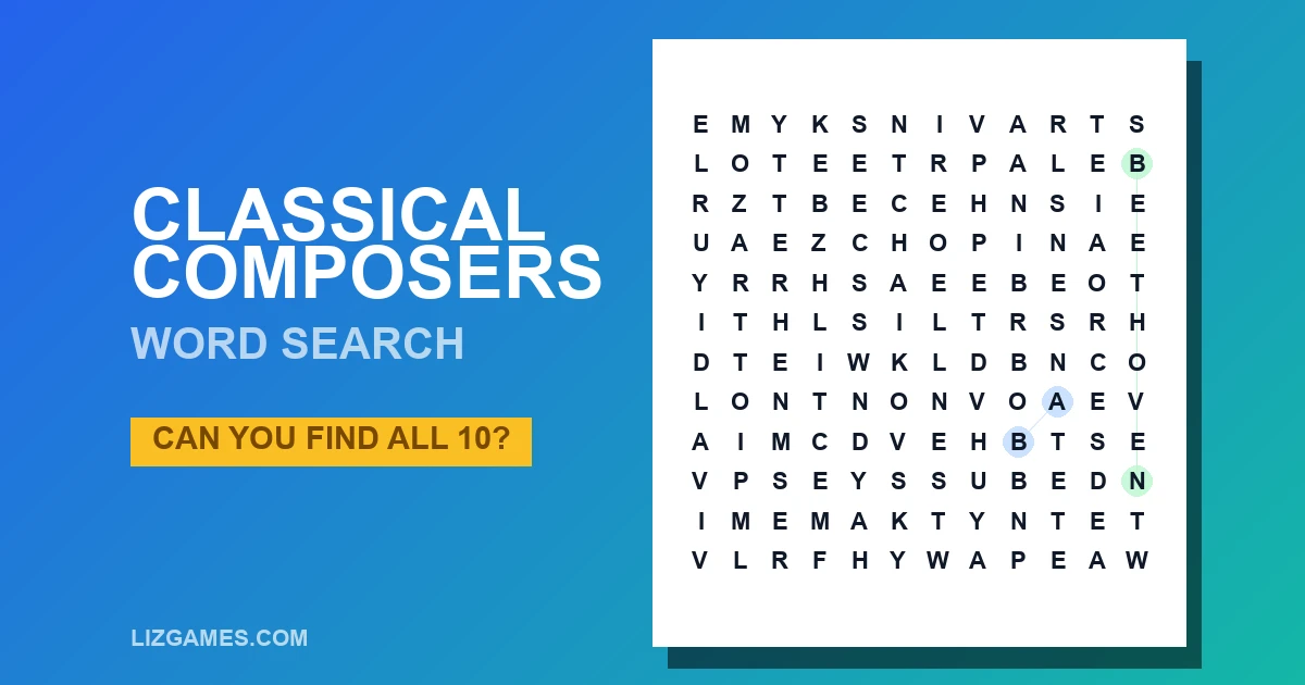 Classical Composers Word Search