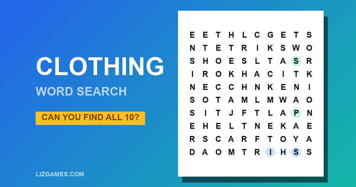 Clothing Word Search