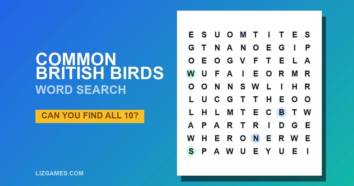 Common British Birds Word Search