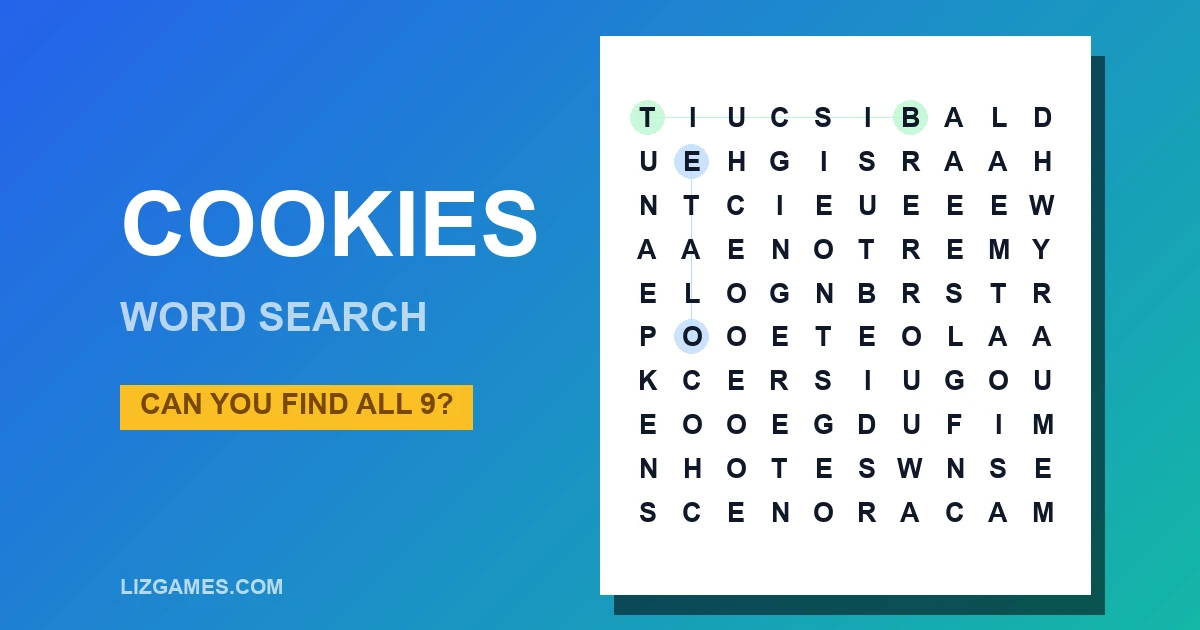 Cookies Word Search