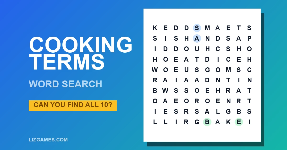 Cooking Terms Word Search