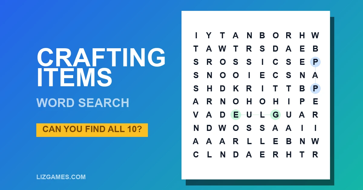 Crafting Items Word Search