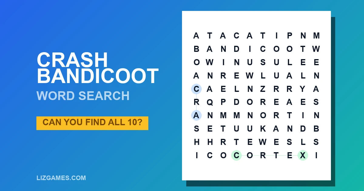 Crash Bandicoot Word Search